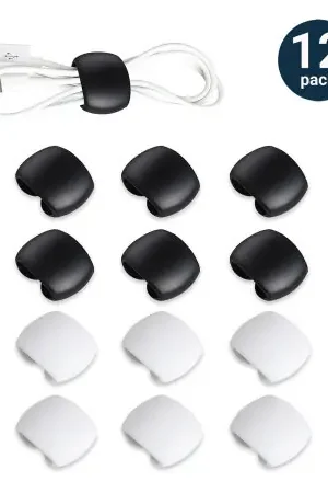 Olixar Universal Black & White Cable Organisers - 12 Pack Quantité Limitée