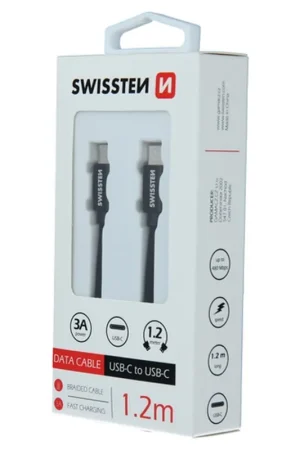 Câble Swissten USB C / USB C 1.2m Noir Seulement Aujourd’hui