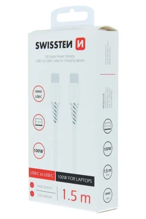 Top Vente Câble Swissten USB-C / USB-C 5A (100W) 1.5m Blanc