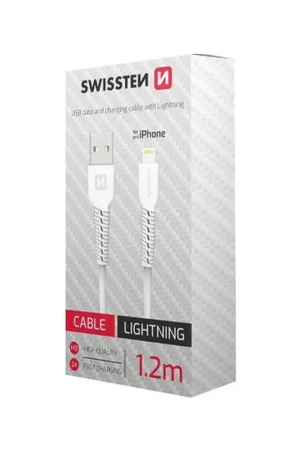 Câble Swissten USB/Lightning 1,2 m Blanc Usine Directe