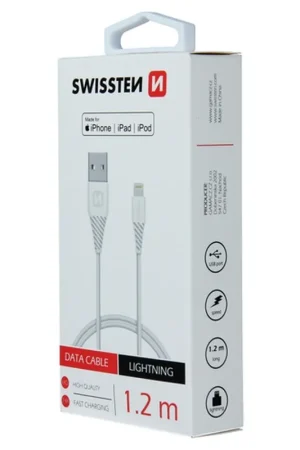 Câble Swissten USB/Lightning MFi 1.2m Blanc Offre Limitée
