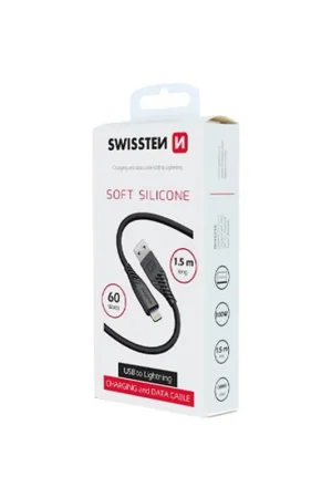 Prix Réduit Câble Swissten USB/Lightning Silicone 1,5 m Noir