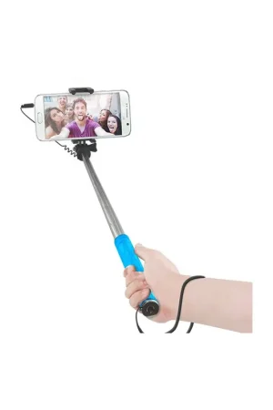 Soldes Mini perche télescopique bleu avec déclencheur photo