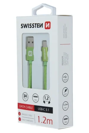 Câble USB-C 1.2m Textile Vert Nouvel Arrivage
