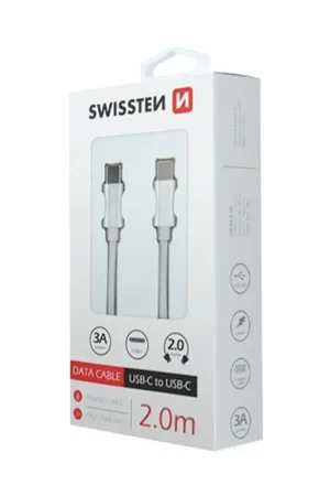 Câble USB-C Textile 2m Argent Livraison Express
