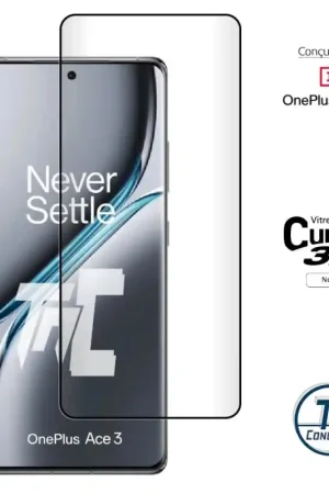 Satisfait Ou Remboursé OnePlus Ace 3 - Verre trempé 3D incurvé - Noir - TM-Concept®