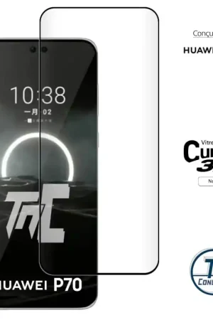 Produit De Marque Huawei P70 - Verre trempé 3D incurvé - Noir - TM-Concept®