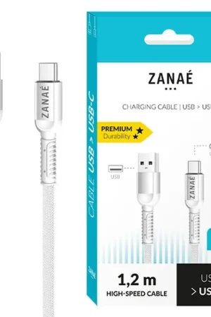Cable Zanae USB/USB-C 1.2m Blanc Pas Cher