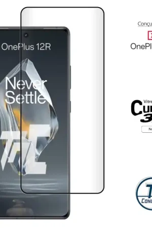 OnePlus 12R - Verre trempé 3D incurvé - Noir - TM-Concept® Livraison Gratuite