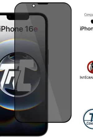 Apple iPhone 16e - Verre trempé teinté intégral - Noir - TM-Concept® - gamme Intégral Privacy Prix Promo