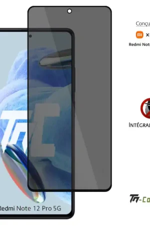 Xiaomi Redmi Note 12 Pro 5G - Verre trempé teinté intégral - Noir - TM-Concept® - gamme Intégral Privacy Meilleure Vente