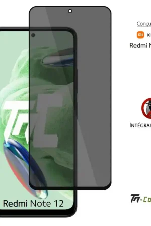 Achat Immédiat Xiaomi Redmi Note 12 - Verre trempé teinté intégral - Noir - TM-Concept® - gamme Intégral Privacy