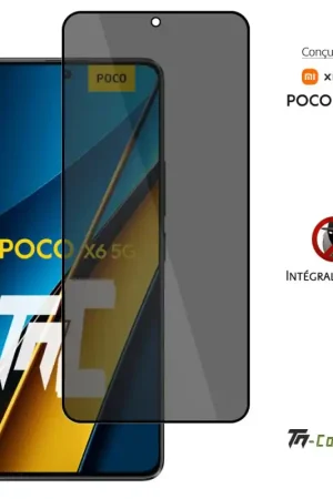 Prix Réduit Xiaomi Poco X6 5G - Verre trempé teinté intégral - Noir - TM-Concept® - gamme Intégral Privacy