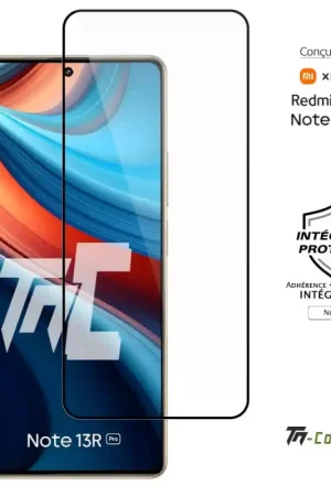 Xiaomi Redmi Note 13R Pro - Verre trempé intégral Protect - Noir - TM-Concept® Must-Have