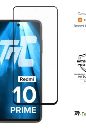 Satisfait Ou Remboursé Xiaomi Redmi 10 Prime - Verre trempé intégral Protect - Noir - TM-Concept®