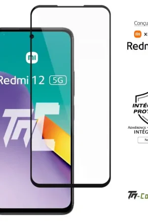 Xiaomi Redmi 12 - Verre trempé intégral Protect - Noir - TM-Concept® Expédié Aujourd’hui