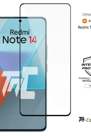 Haute Qualité Xiaomi Redmi Note 14 - Verre trempé intégral Protect - Noir - TM-Concept®