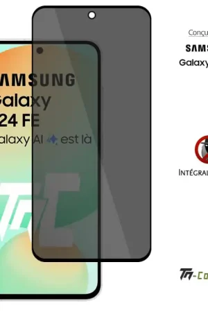 Samsung Galaxy S24 FE - Verre trempé teinté intégral - Noir - TM-Concept® - gamme Intégral Privacy Petit Prix