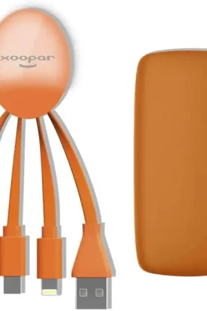 Offre Du Jour Powerbank 5000mAh 1 port USB A + Câble multiple Octopus Orange