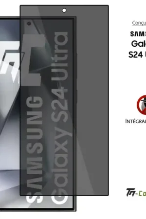 Samsung Galaxy S24 Ultra - Verre trempé teinté intégral - Noir - TM-Concept® - gamme Intégral Privacy Pas Cher