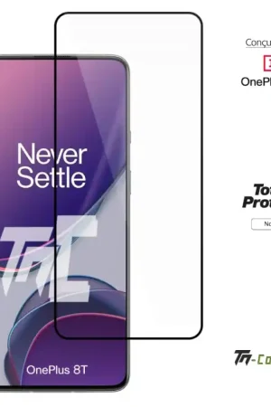 Top Vente OnePlus 8T - Verre trempé intégral avec cadre Noir - TM-Concept®