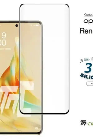 Oppo Reno 9 - Verre trempé incurvé 3D Silicone - Noir - TM-Concept® Usine Directe