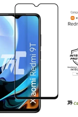 Xiaomi Redmi 9T - Verre trempé intégral Protect - Noir - TM-Concept® Acheter Direct