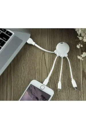 Câble USB multi-connecteurs Octopus 2 blanc Xoopar Dernière Chance
