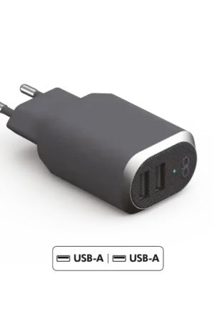 Certifié Double Chargeur maison double USB A 4.8A (deux fois 2.4A) IC Smart Garanti à vie Gris Force Power