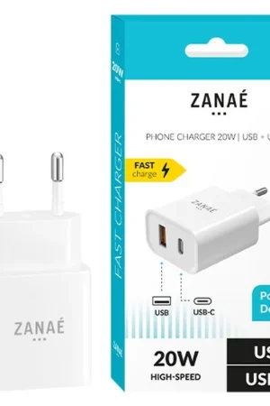 Chargeur 20W USB-C/USB-A Power Delivery Blanc Réduction