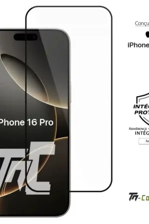Apple iPhone 16 Pro - Verre trempé intégral Protect - Noir - TM-Concept® Produit De Marque