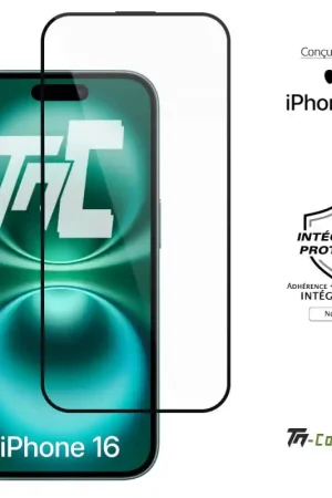 Dernière Chance Apple iPhone 16 - Verre trempé intégral Protect - Noir - TM-Concept®