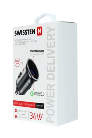 Chargeur allume cigare 2 ports USB/USB-C Swissten Silver Affaire À Saisir