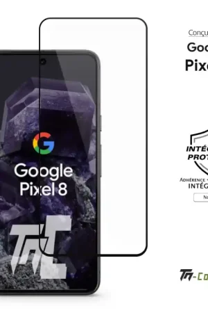 Google Pixel 8 - Verre trempé intégral Protect - Noir - TM-Concept® Marque
