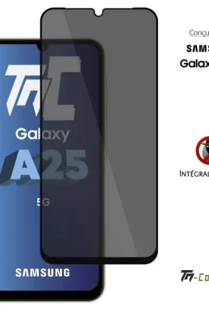 Samsung Galaxy A25 5G - Verre trempé teinté intégral - Noir - TM-Concept® - gamme Intégral Privacy Petit Prix