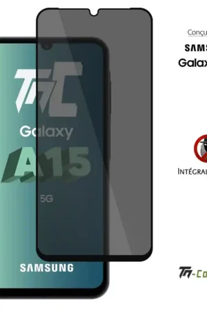 Samsung Galaxy A15 - Verre trempé teinté intégral - Noir - TM-Concept® - gamme Intégral Privacy Livraison Gratuite