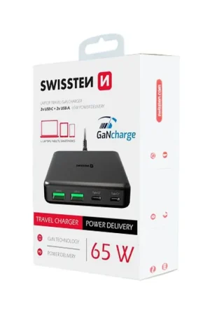 Chargeur de bureau 65W avec 4 ports USB noir Acheter En Ligne