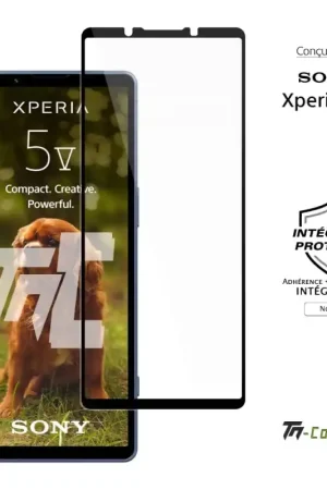 Pas Cher Sony Xperia 5 V - Verre trempé intégral Protect - Noir - TM-Concept®