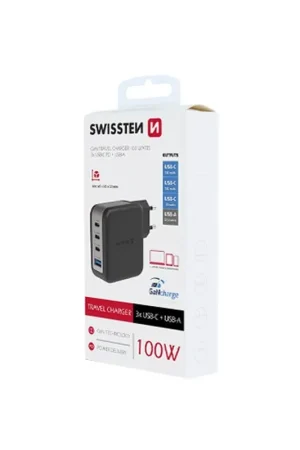 Chargeur mural 100W 3 ports USB-C 1 port USB Noir Achetez Aujourd’hui