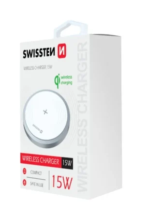 Authentique Chargeur par induction Swissten 15W + câble USB-C 1.5m Blanc