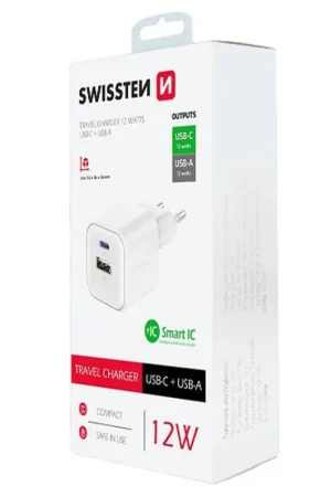 Produit De Marque Chargeur Swissten 12W USB-C et USB-A Blanc