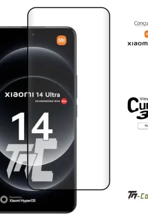 Expédié Aujourd’hui Xiaomi 14 Ultra - Verre trempé 3D incurvé - Noir - TM-Concept®
