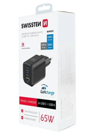 Quantité Limitée Chargeur Swissten GaN 65W Noir
