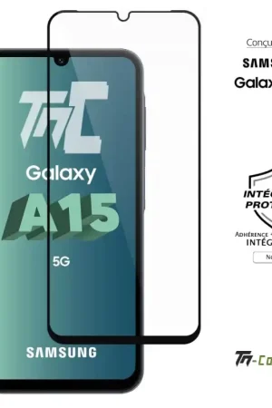 Samsung Galaxy A15 - Verre trempé intégral Protect - Noir - TM-Concept® Jusqu’à Épuisement Des Stocks