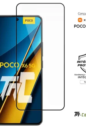 Réduction Xiaomi Poco X6 5G - Verre trempé intégral Protect - Noir - TM-Concept®