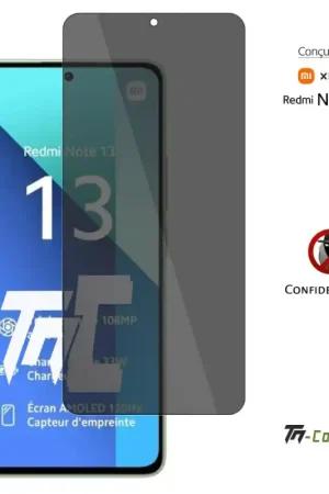 Xiaomi Redmi Note 13 5G - Verre trempé Anti-Espions - TM-Concept® gamme Privacy Expédition Rapide