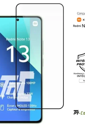 Xiaomi Redmi Note 13 5G - Verre trempé intégral Protect - Noir - TM-Concept® Offre Du Jour