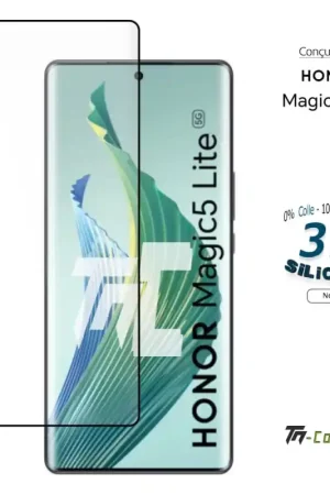 Produit De Marque Honor Magic 5 Lite - Verre trempé incurvé 3D Silicone - Noir - TM-Concept®