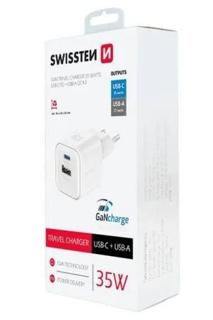 Chargeur USB-C GaN 35W Swissten Blanc Offre Du Jour