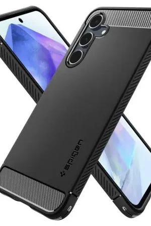 Spigen Matte Black Rugged Armor Case - For Samsung Galaxy A55 5G Nouvel Arrivage